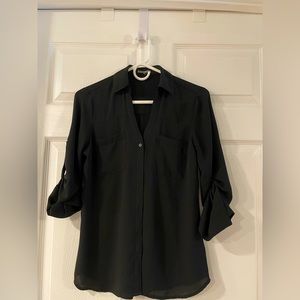Express black button up blouse XS